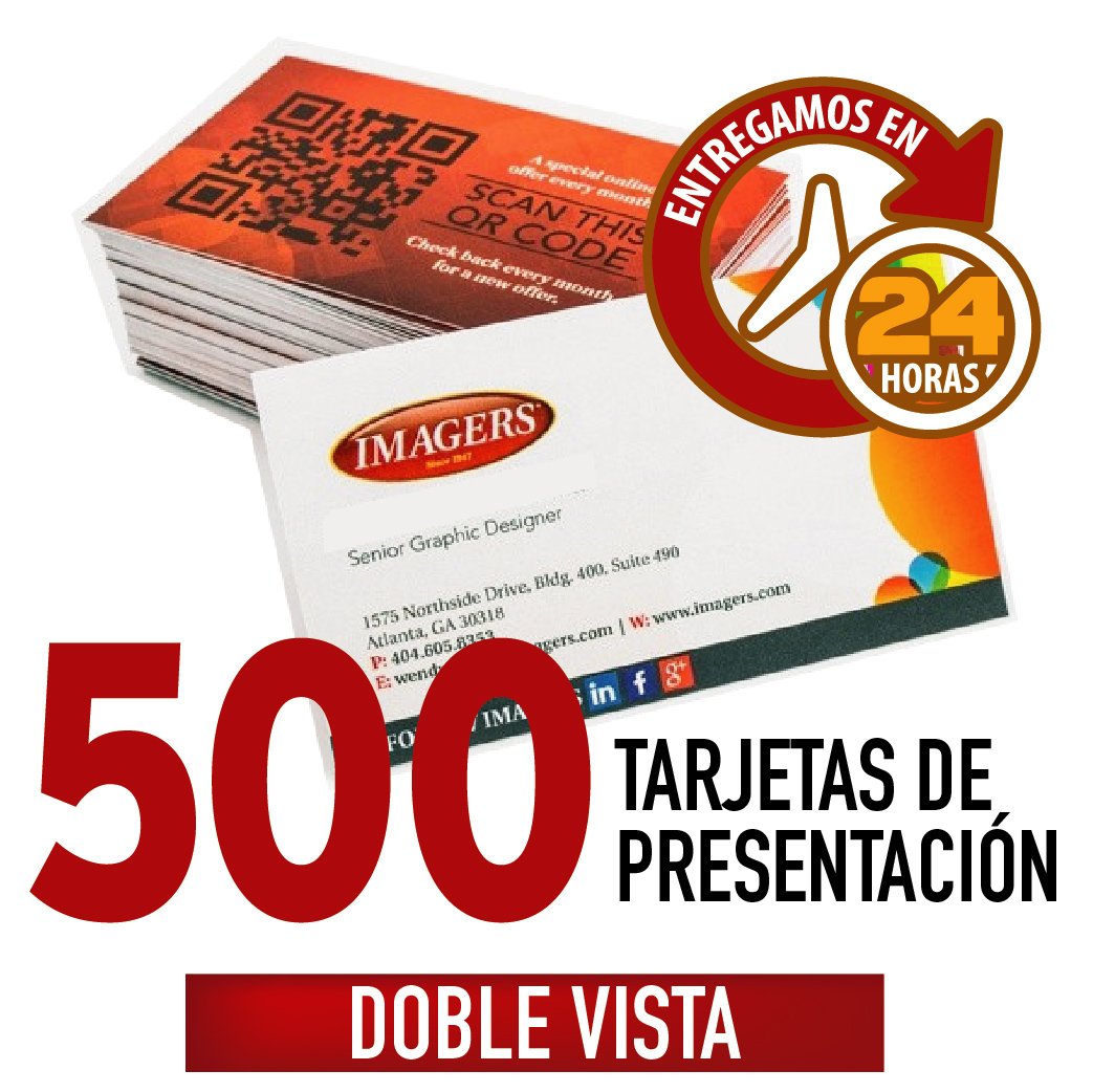 PAQUETE PROMOCION DE 500 TARJETAS 2 VISTAS